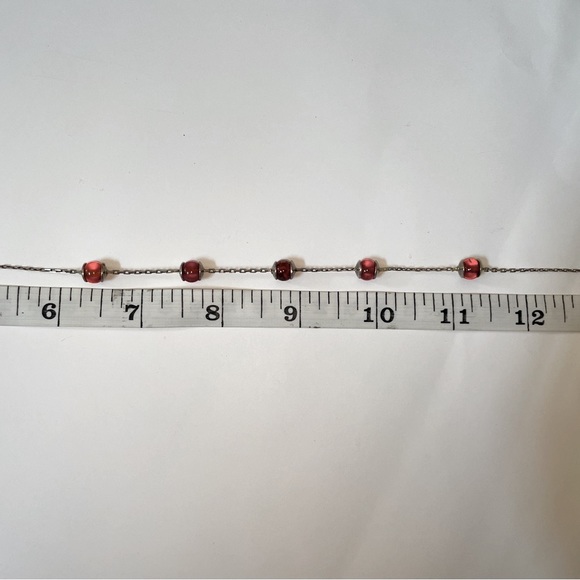 Vintage 925 Sterling Silver Honey Amber Bead Station Necklace - Picture 8 of 8